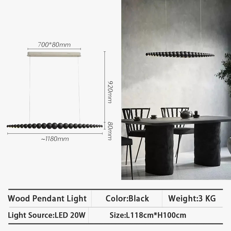 Suspension en bois lampe suspendue Table moderne LED longue lumière linéaire éclairage d'îlot de cuisine pour salle à manger salon bureau