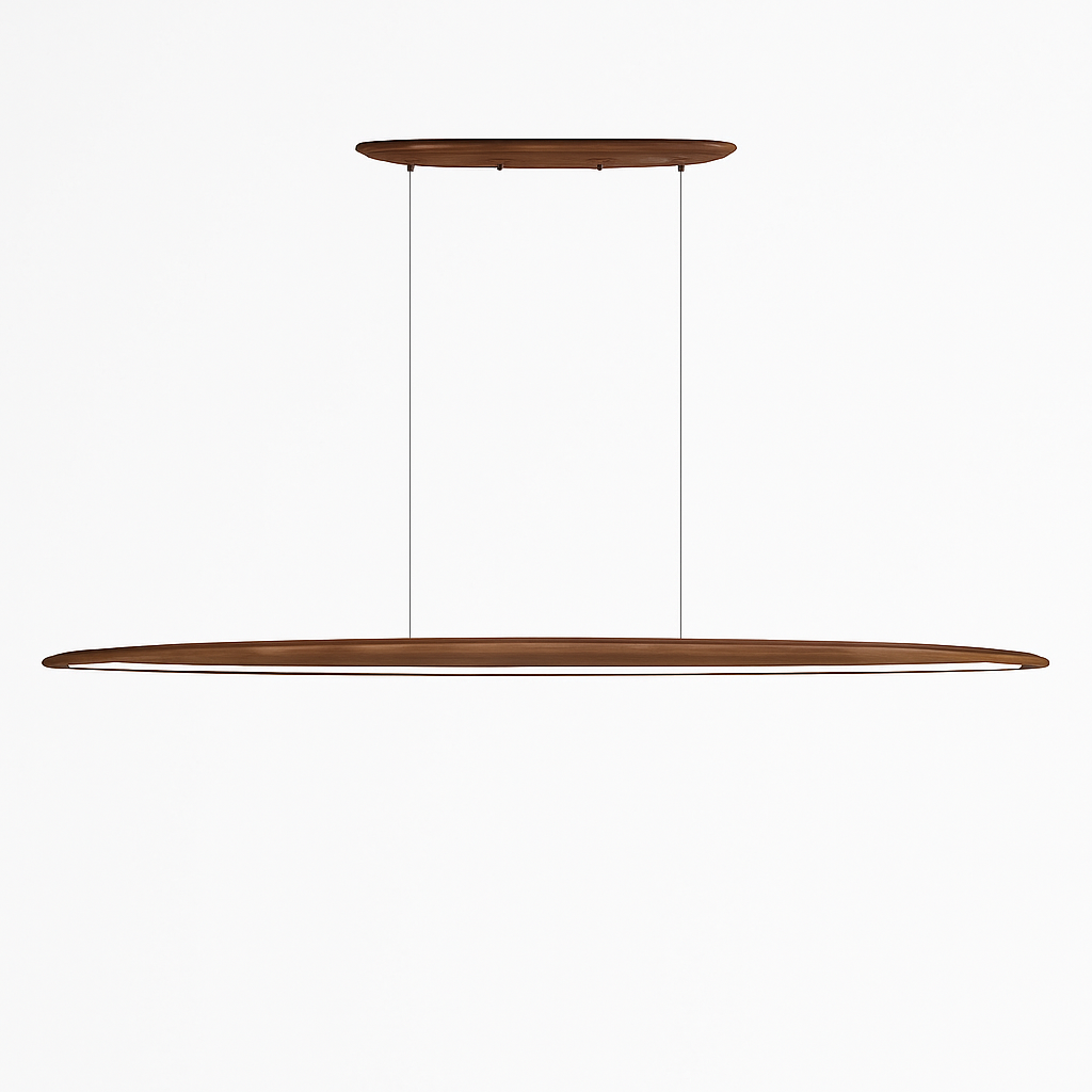 Suspension en bois lampes suspendues Table moderne LED longue lumière linéaire îlot de cuisine éclairage de bar de bureau pour salle à manger salon