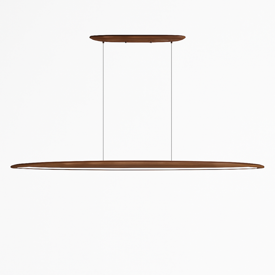 Suspension en bois lampes suspendues Table moderne LED longue lumière linéaire îlot de cuisine éclairage de bar de bureau pour salle à manger salon