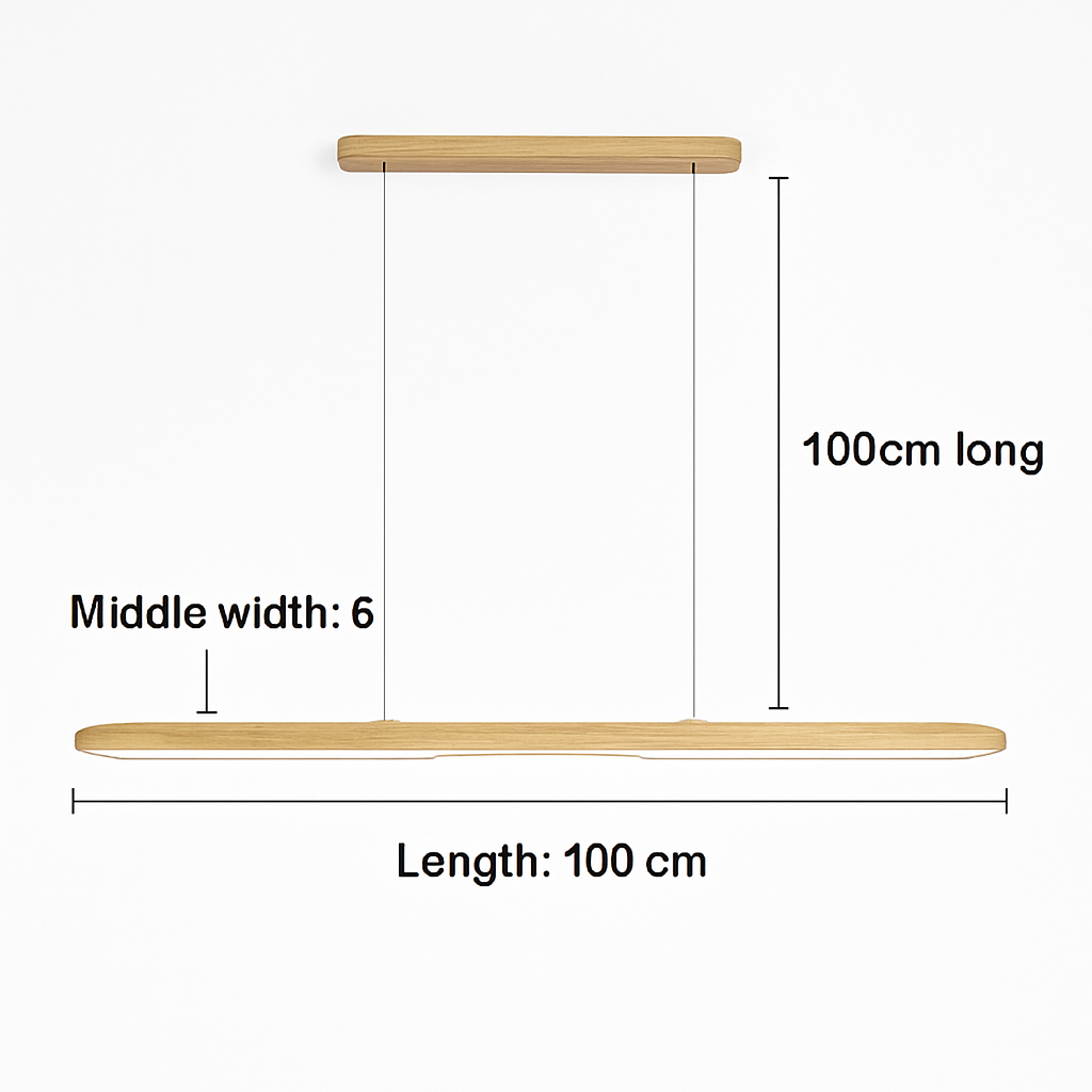 Suspension en bois lampes suspendues Table moderne LED longue lumière linéaire îlot de cuisine éclairage de bar de bureau pour salle à manger salon