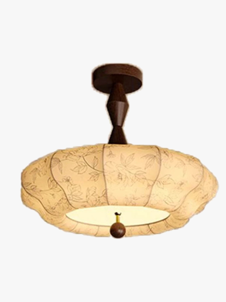 suspension en bois massif et tissu style rétro médiéval décoratif