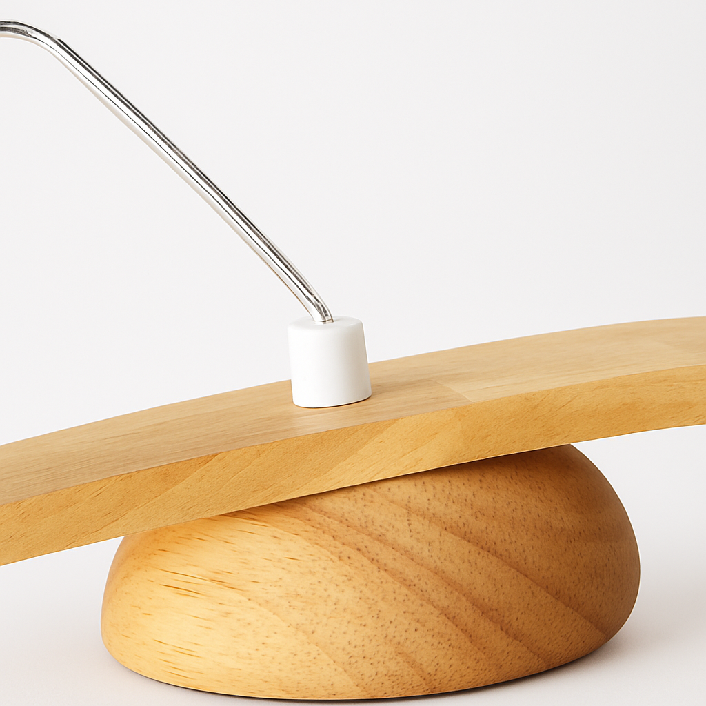 suspension en bois moderne avec boule de verre et éclairage led