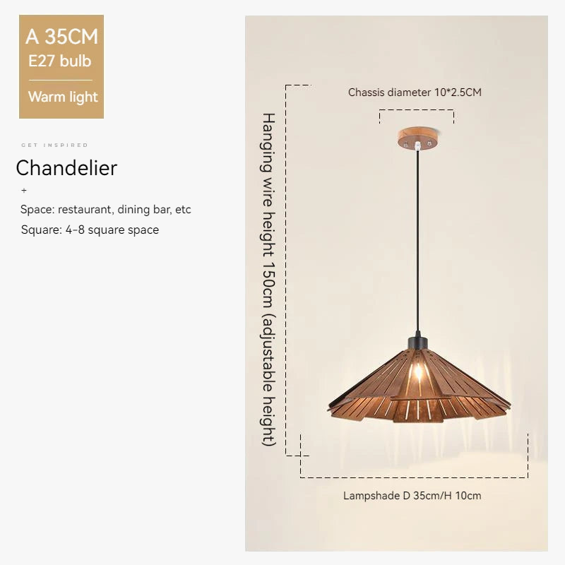 suspension en bois rétractable à bascule luminaire décoratif d'intérieur