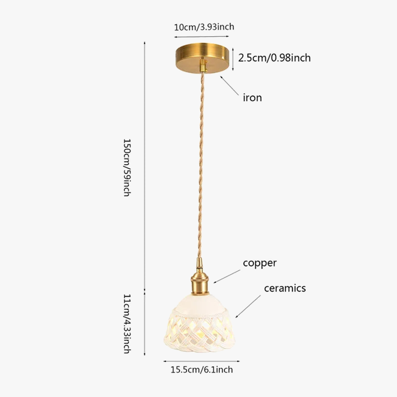 suspension en céramique nordique avec éclairage LED