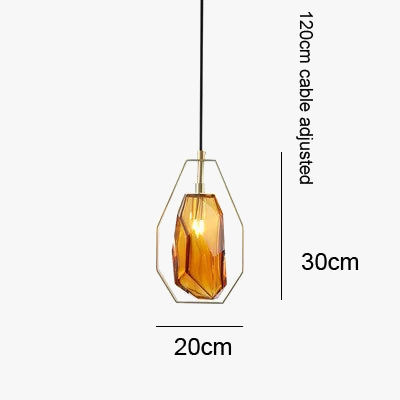 suspension en cristal avec anneau en métal design nordique élégant
