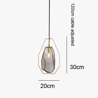 suspension en cristal avec anneau en métal design nordique élégant