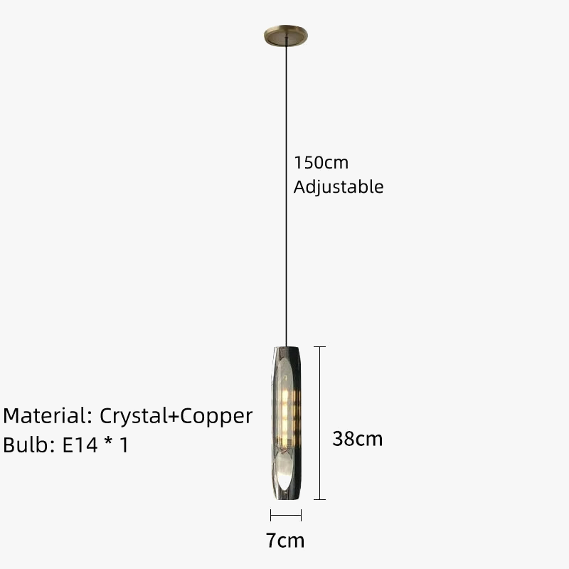 suspension en cristal de luxe design long