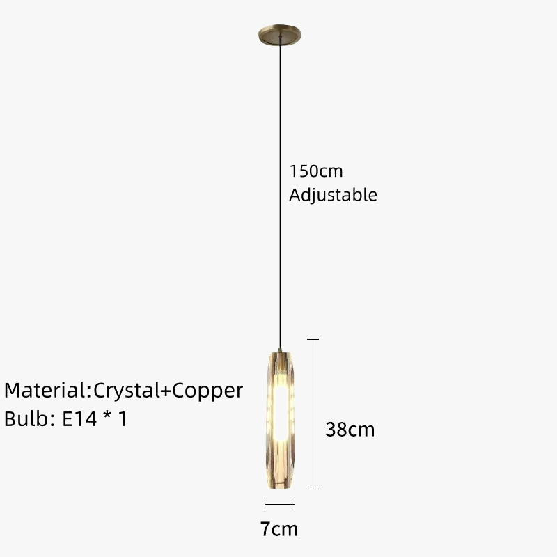 suspension en cristal de luxe design long