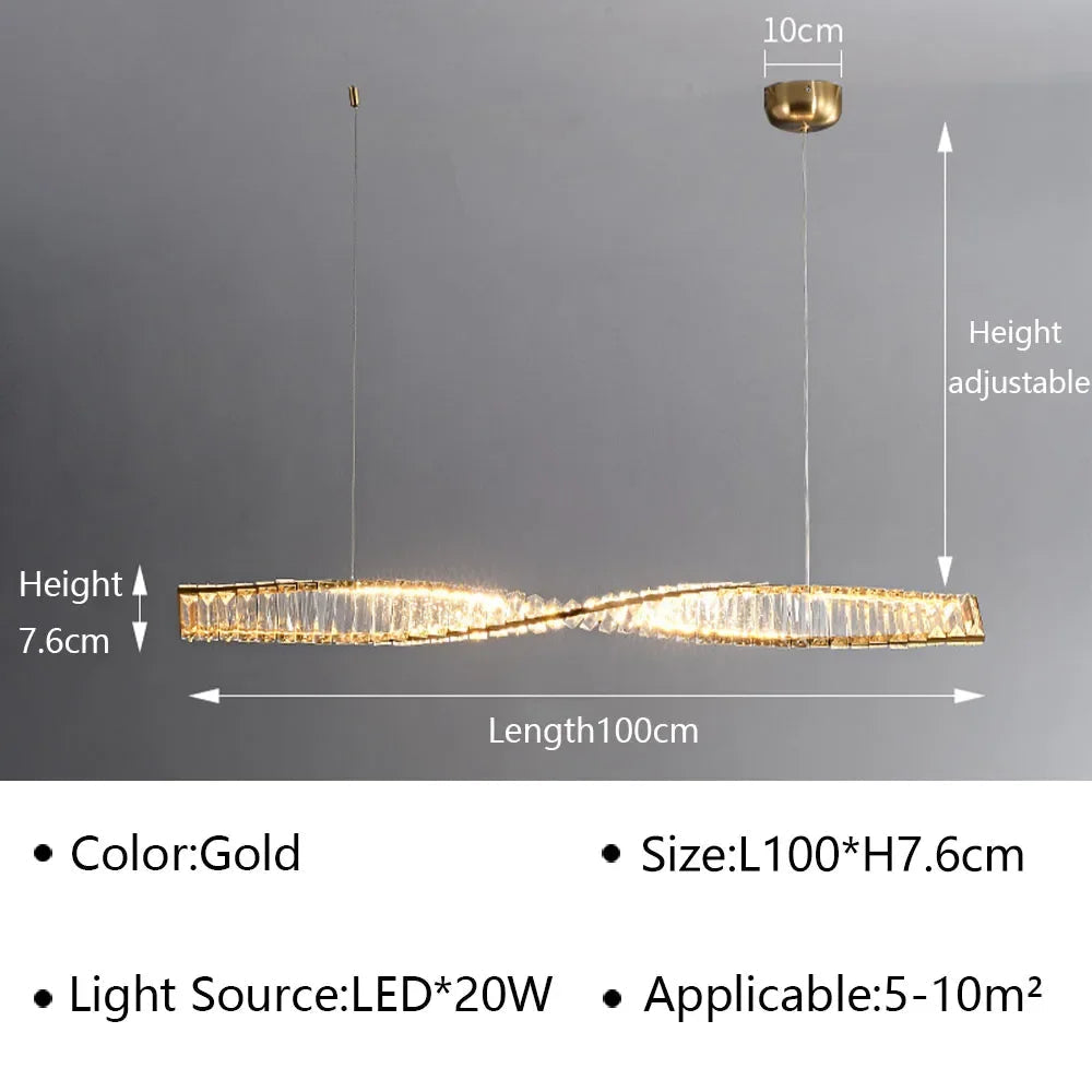 suspension en cristal design moderne led décorative
