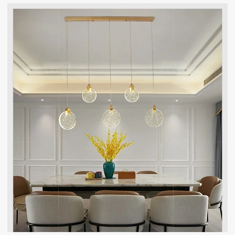 suspension en cristal dorée avec lumière moderne à led