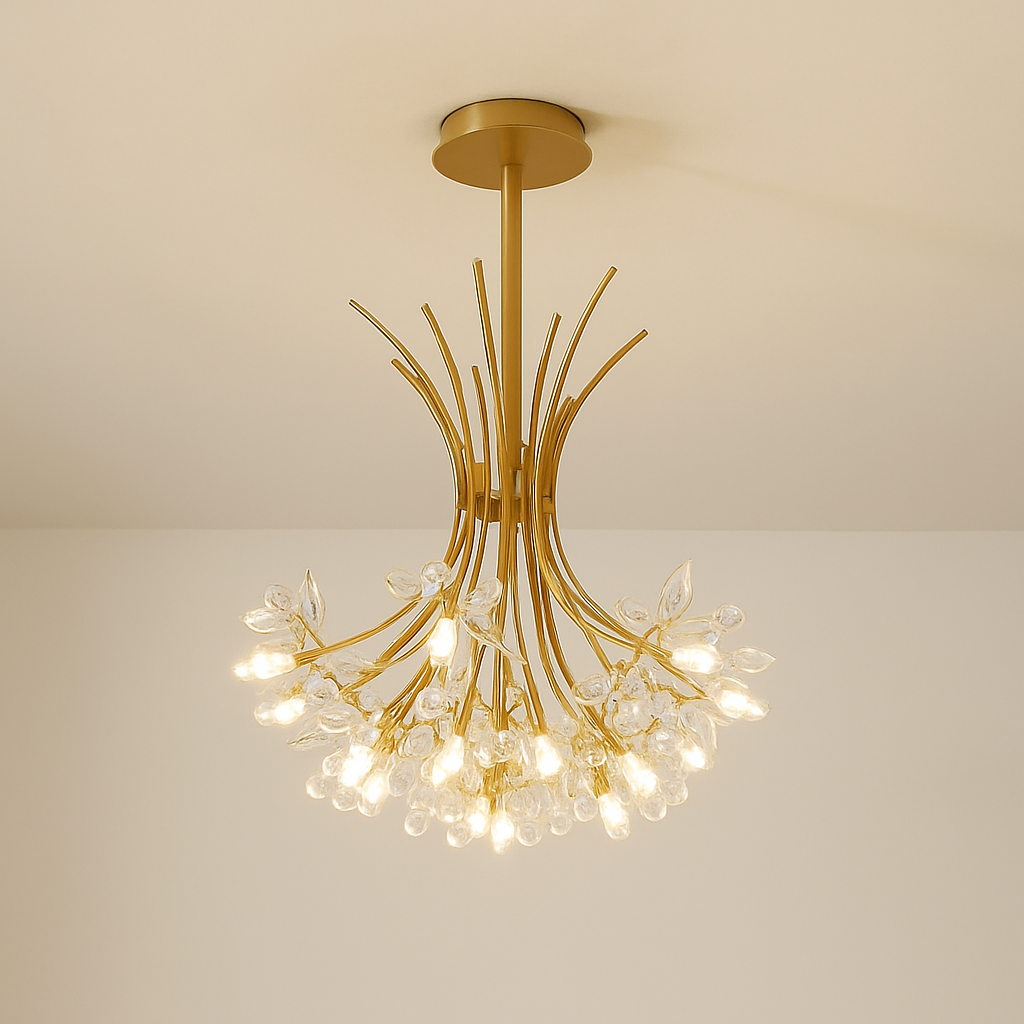 suspension en cristal doré pour un éclairage élégant