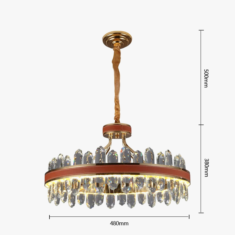 suspension en cristal et cuir pour éclairage moderne créatif de la maison