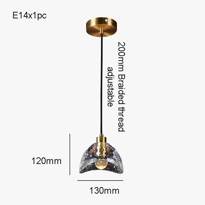 suspension en cristal k9 design brillant en laiton forme diamant