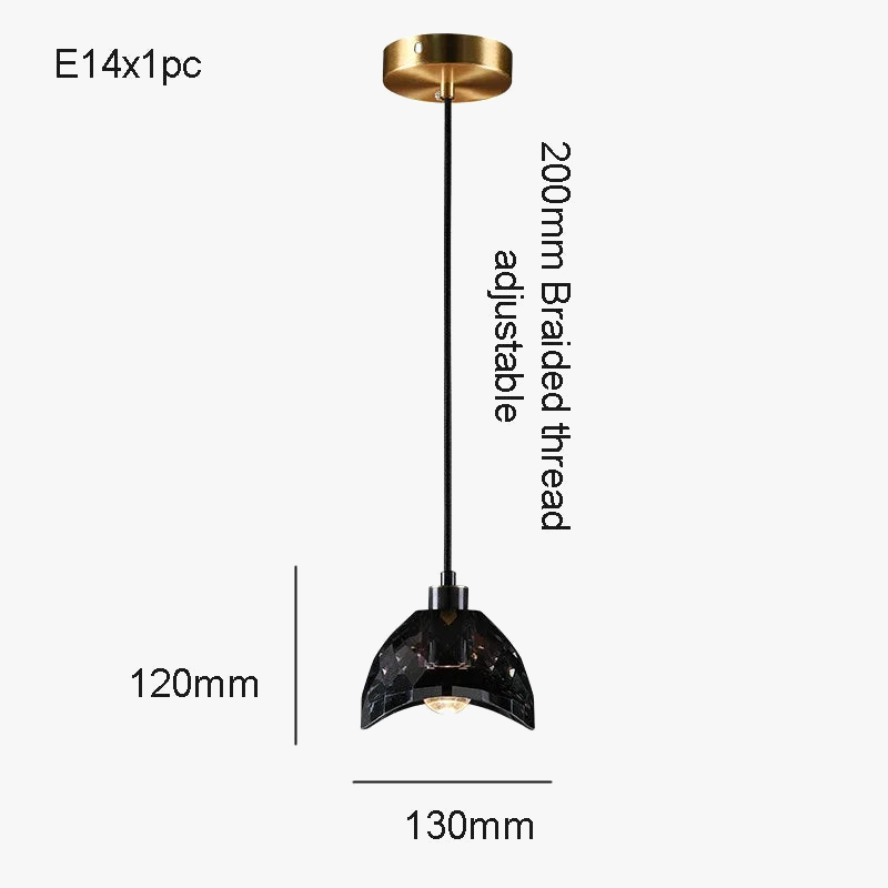 suspension en cristal k9 design brillant en laiton forme diamant