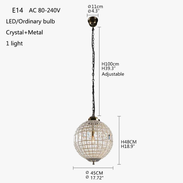 suspension en cristal k9 style médiévale française pour décoration intérieure