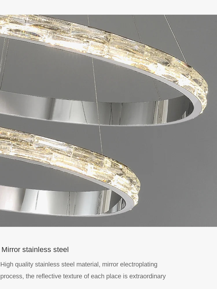 suspension en cristal luxueuse en acier inoxydable moderne