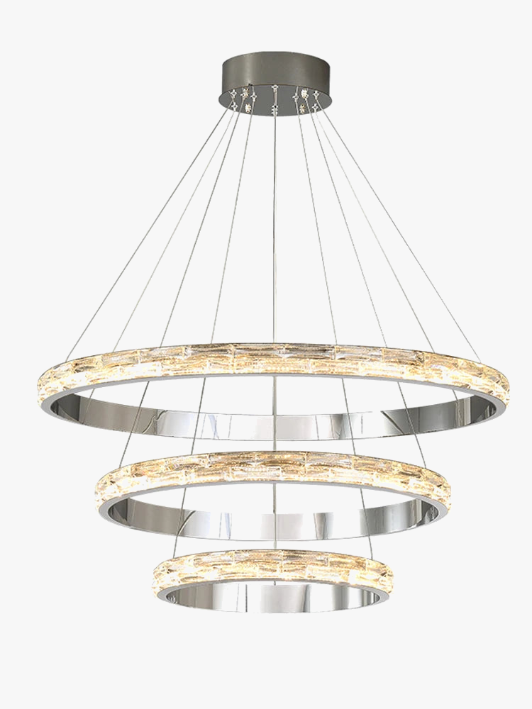 suspension en cristal luxueuse en acier inoxydable moderne
