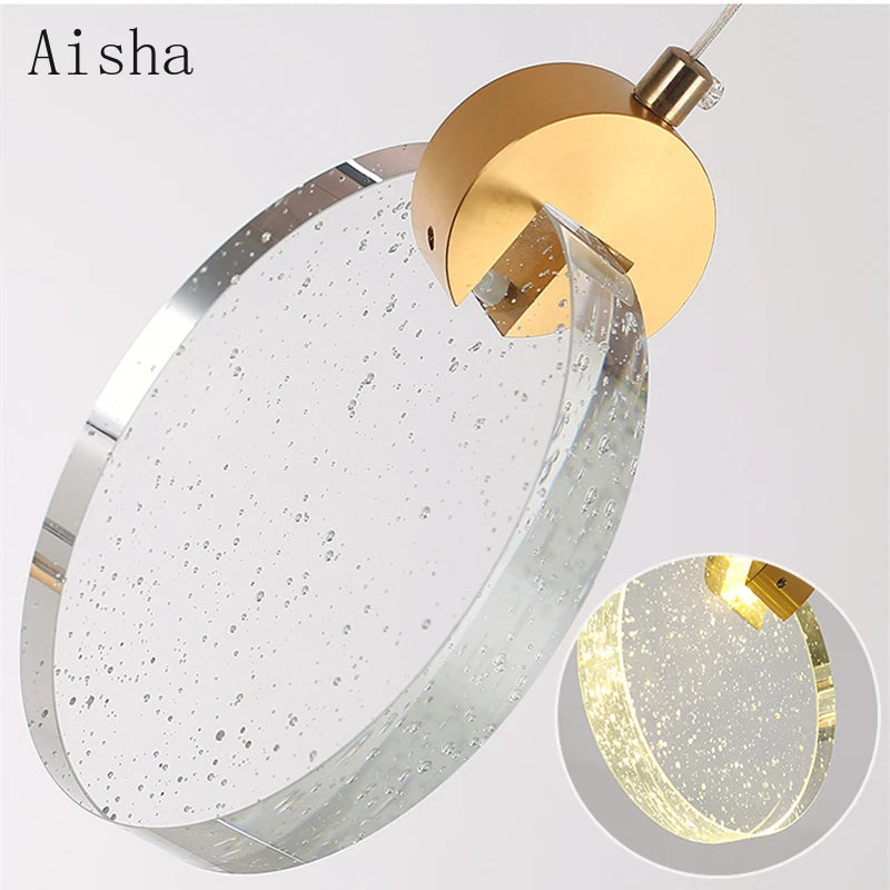 suspension en cristal moderne créative avec éclairage led