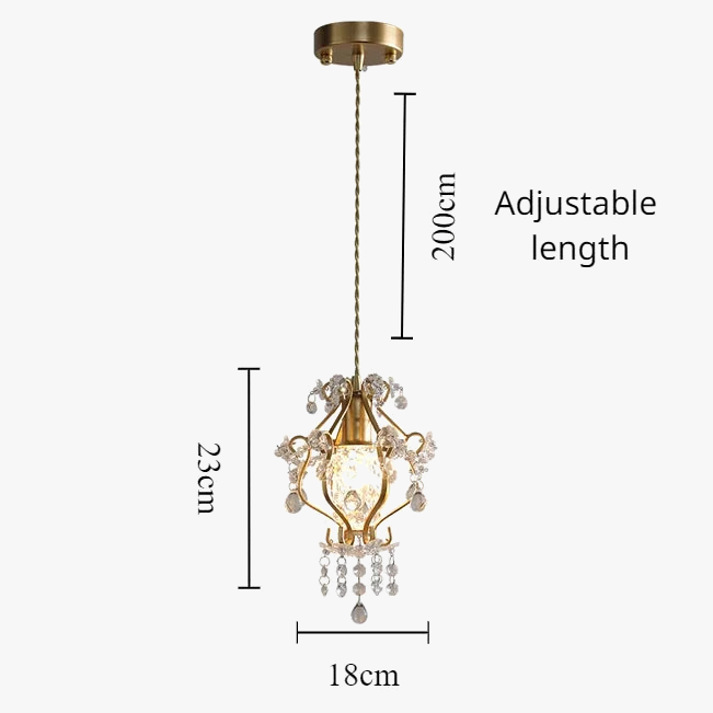 suspension en cristal rétro doré pour décoration intérieure élégante