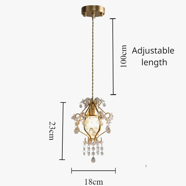 suspension en cristal rétro doré pour décoration intérieure élégante