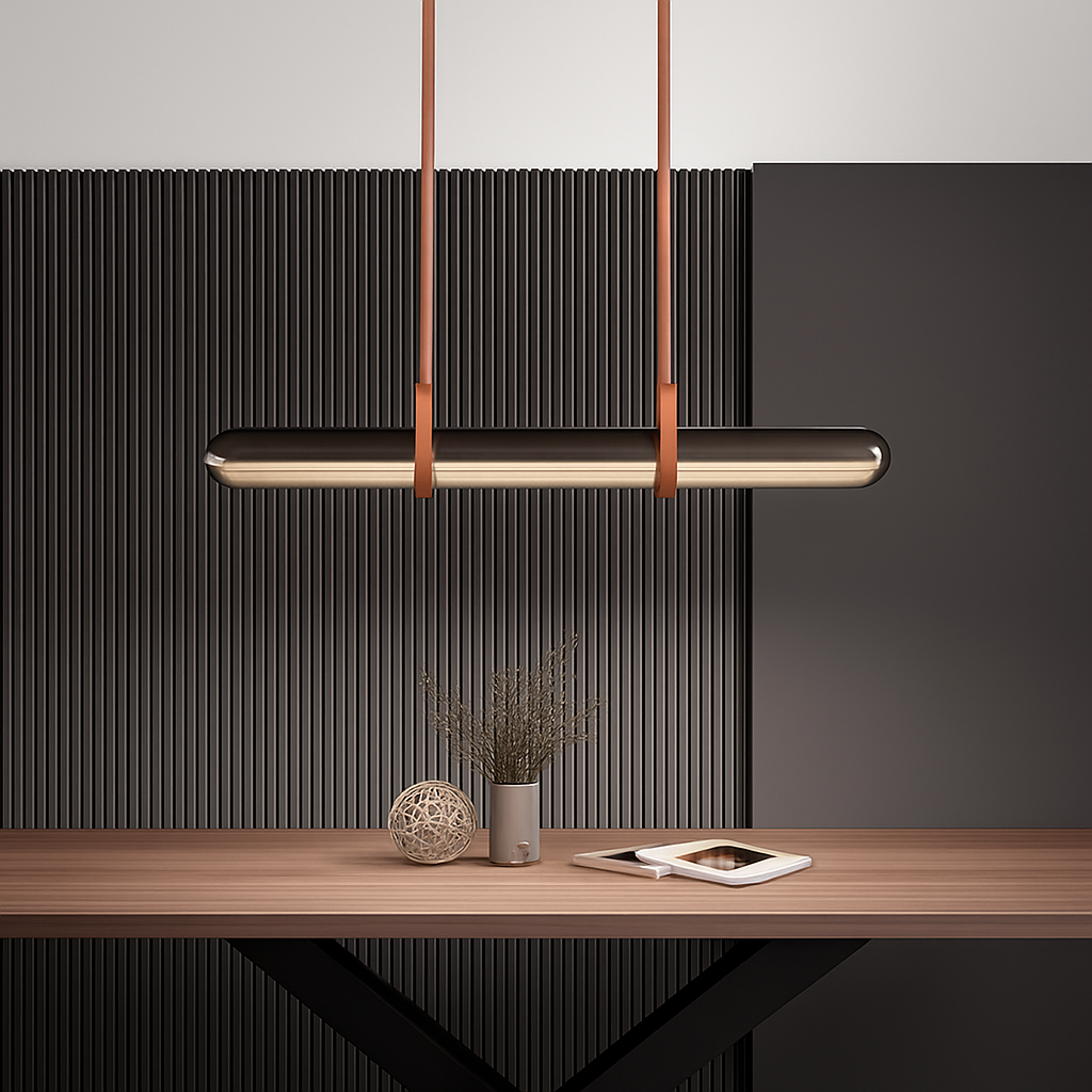 suspension en cuir et verre led design minimaliste et luxueux