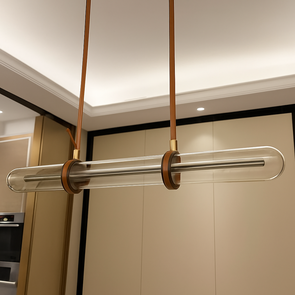 suspension en cuir et verre led design minimaliste et luxueux