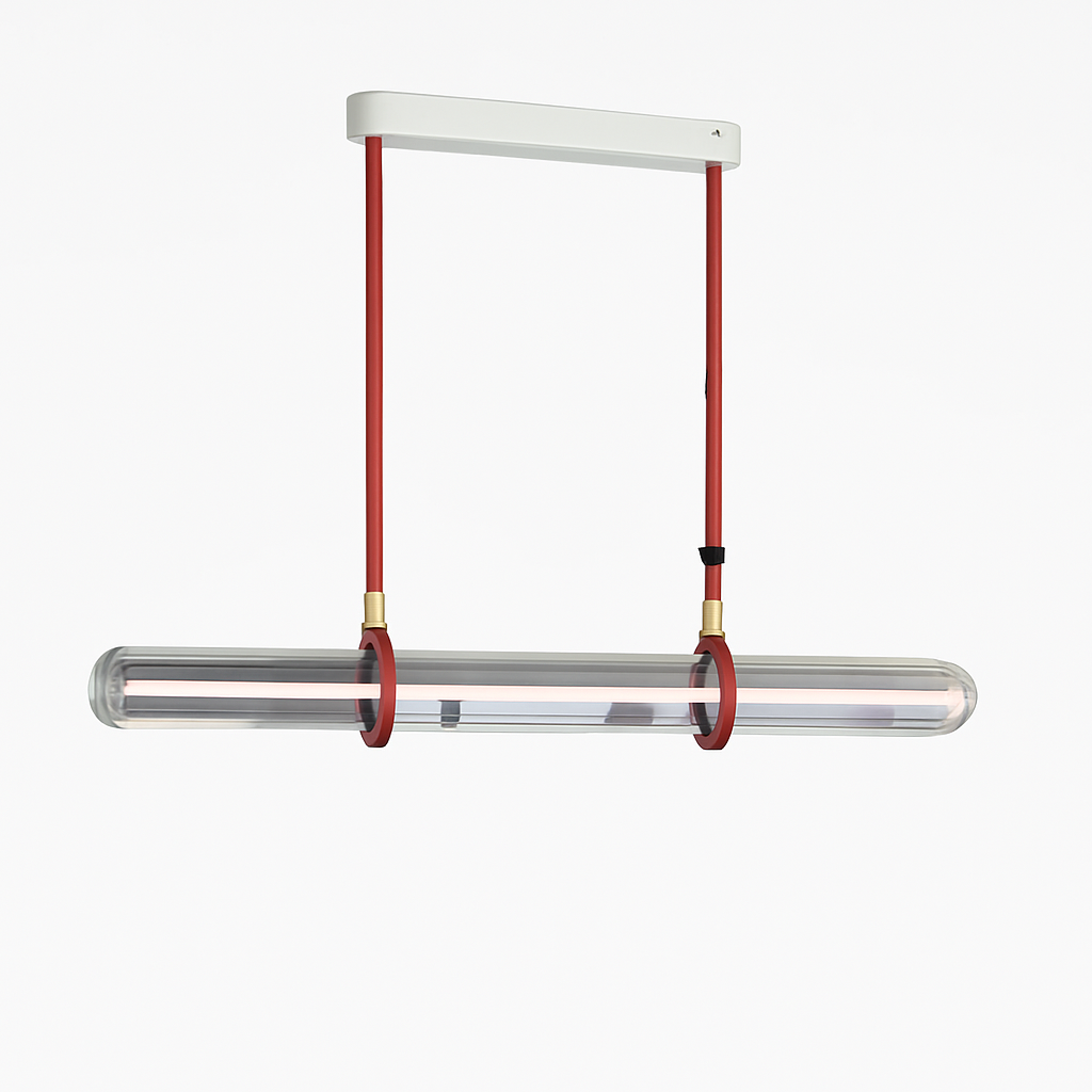 suspension en cuir et verre led design minimaliste et luxueux