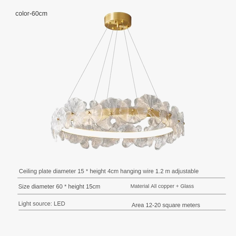 suspension en cuivre avec luminaire en verre artistique haut de gamme