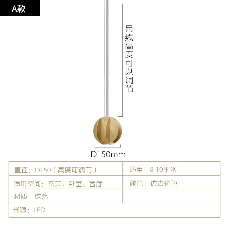 suspension en cuivre moderne pour éclairage décoratif intérieur