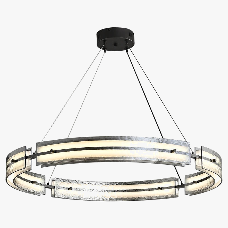 suspension en fer minimaliste avec verre ondulé pour intérieur moderne