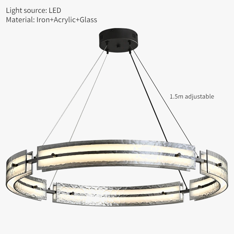 suspension en fer minimaliste avec verre ondulé pour intérieur moderne