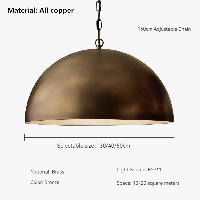 Suspension demi boule en laiton style américain