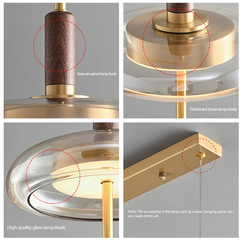 suspension en laiton et noyer design nordique luxueux