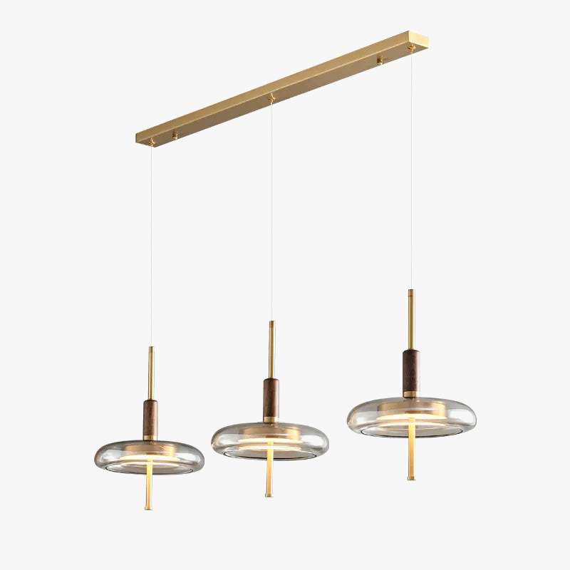 suspension en laiton et noyer design nordique luxueux