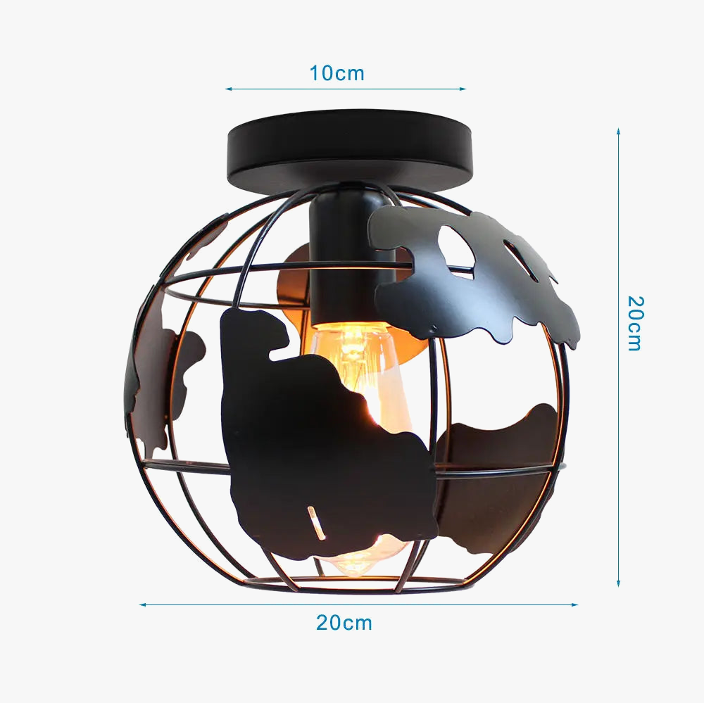 suspension en métal abat-jour globe style industriel moderne