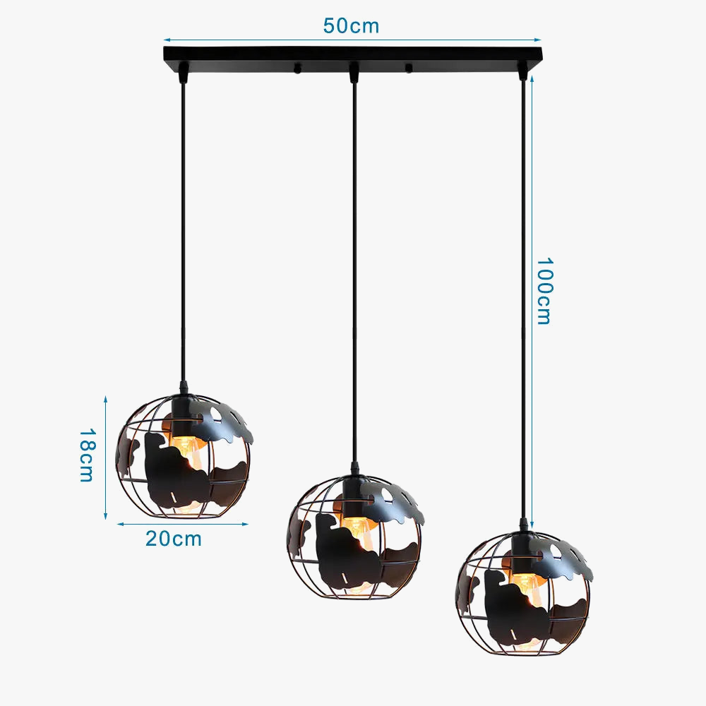 suspension en métal abat-jour globe style industriel moderne