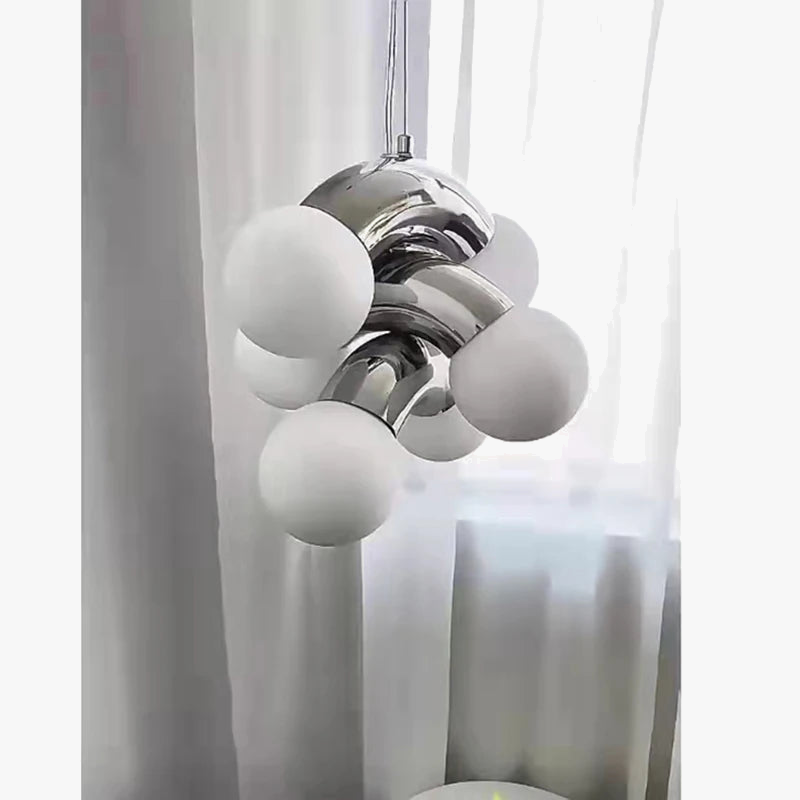 suspension en métal et verre blanc pour intérieur moderne