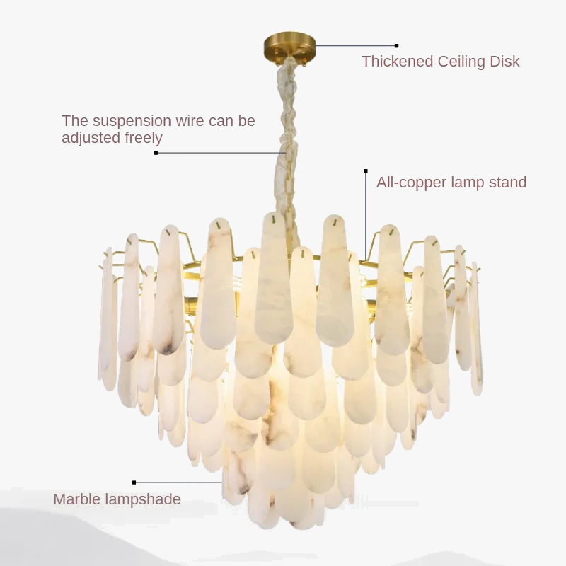 suspension en marbre et cuivre de luxe style chinois minimaliste
