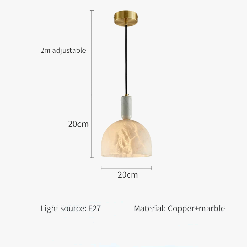 suspension en marbre et cuivre design minimaliste pour intérieur moderne