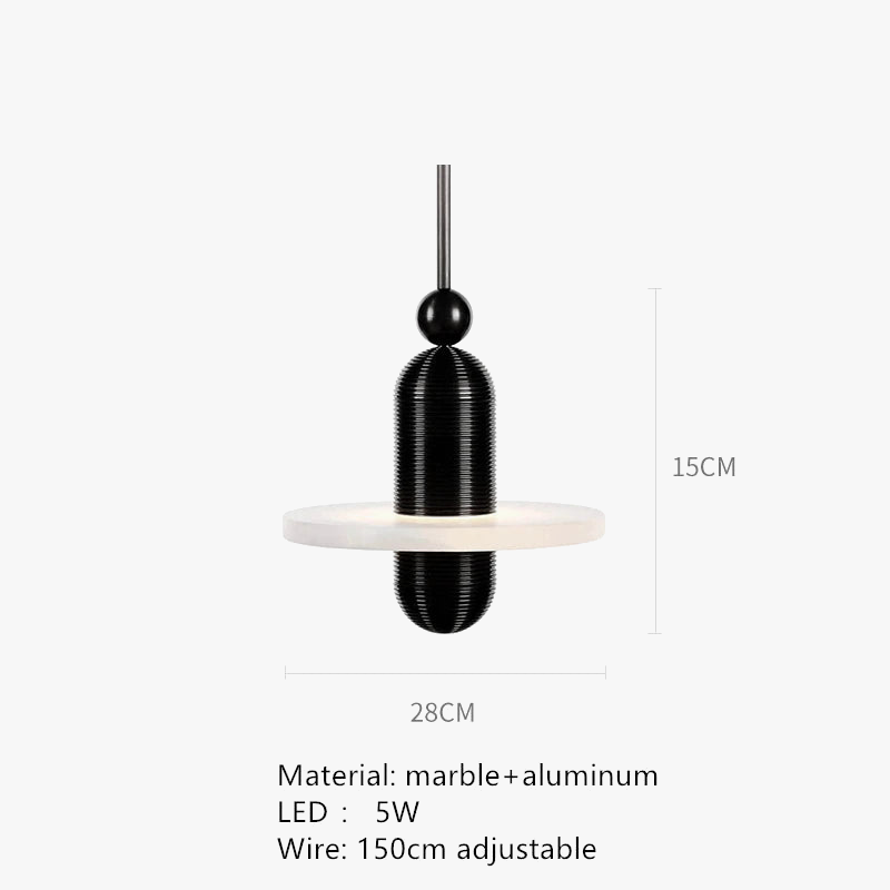 suspension en marbre naturel avec cordon réglable