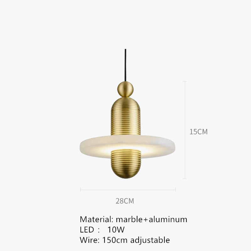 suspension en marbre naturel avec cordon réglable