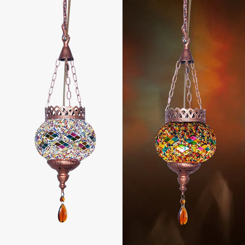 suspension en mosaïque style méditerranéen lampe rétro bohème décorative