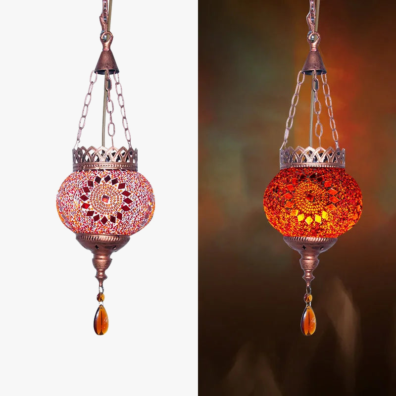 suspension en mosaïque style méditerranéen lampe rétro bohème décorative