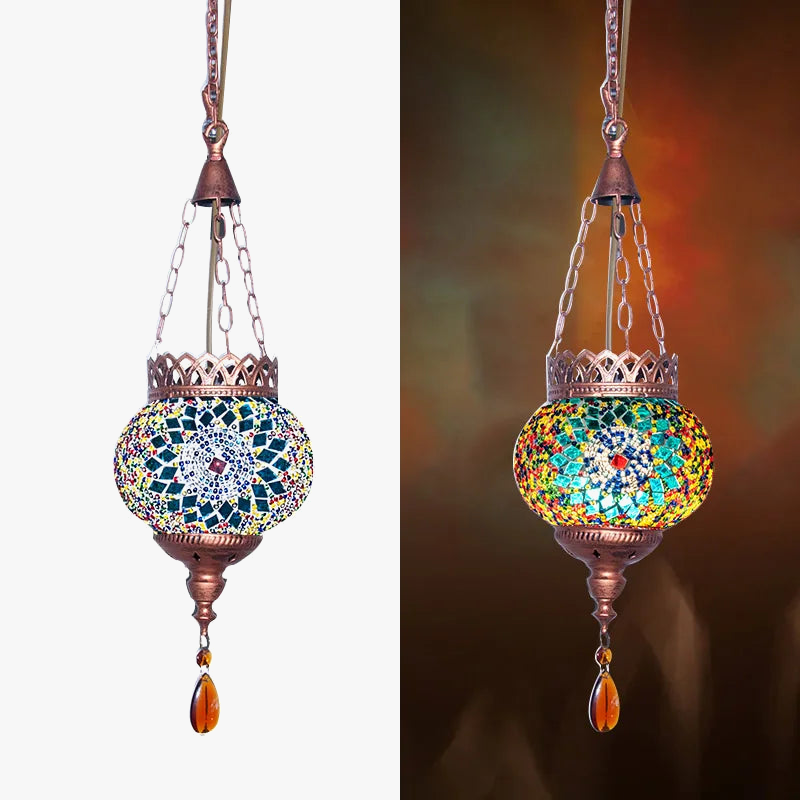 suspension en mosaïque style méditerranéen lampe rétro bohème décorative