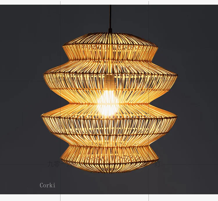 suspension en rotin chinois artisanale pour décoration intérieure