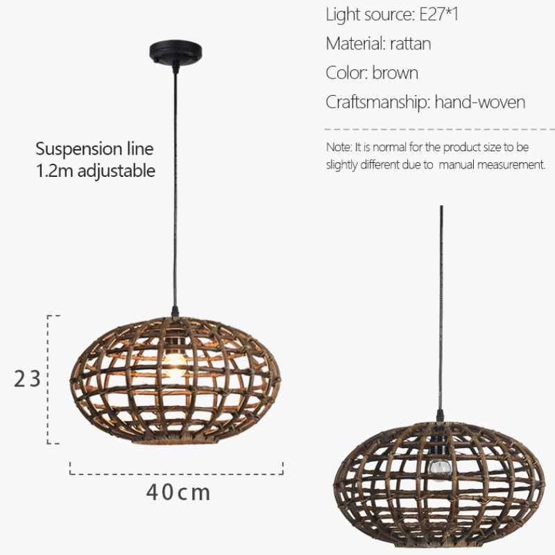 suspension en rotin design circulaire pour éclairage intérieur
