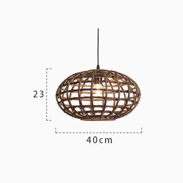 suspension en rotin design circulaire pour éclairage intérieur