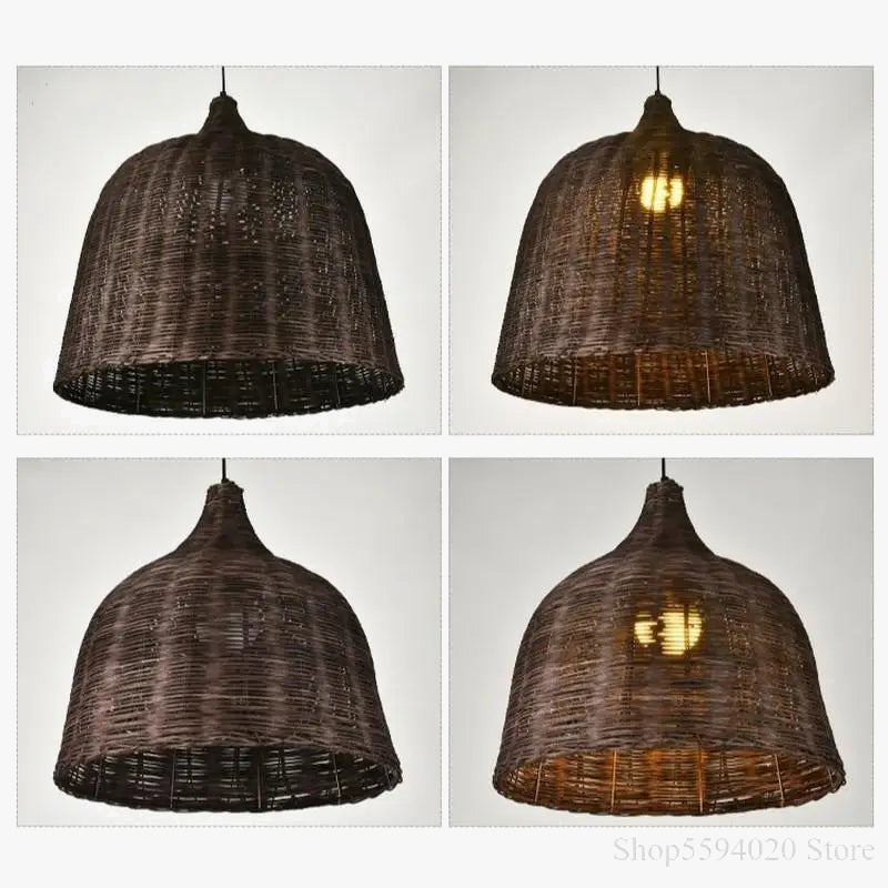 suspension en rotin et bambou pour décoration intérieure rusticité asiatique