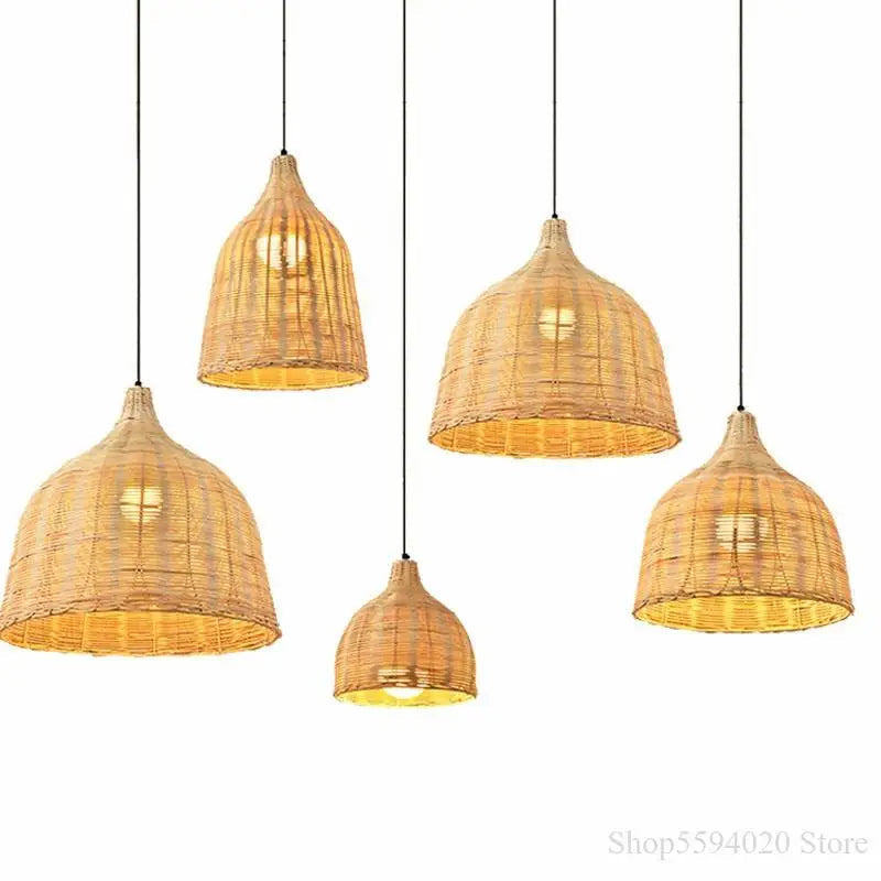 suspension en rotin et bambou pour décoration intérieure rusticité asiatique