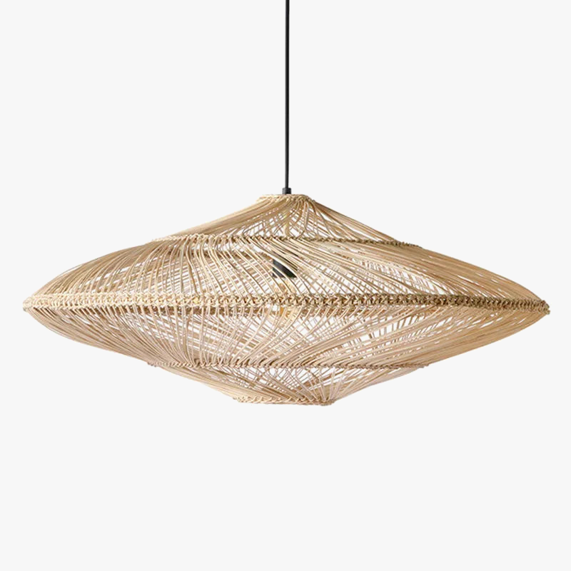 suspension en rotin japonais design ovni pour décoration moderne